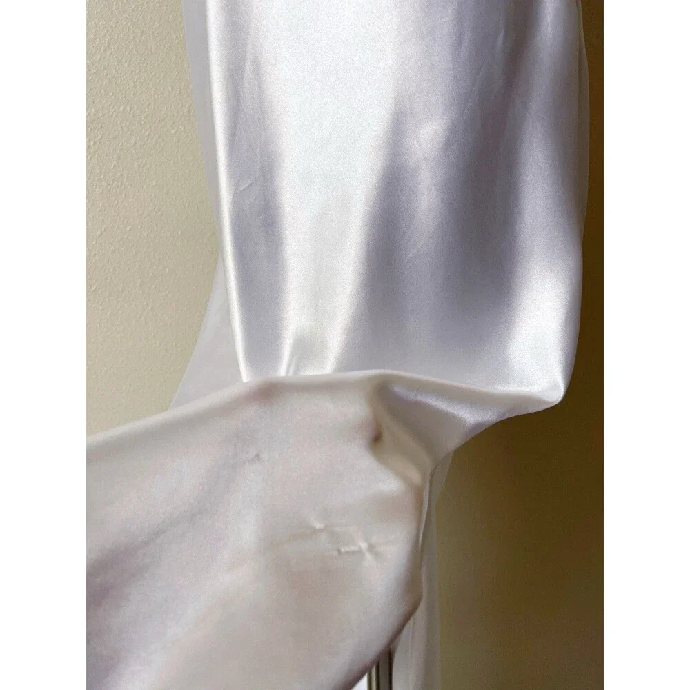 VTG Faris White Satin Slip Dress Large Maxi Open Back Bridal Lingerie 90s USA